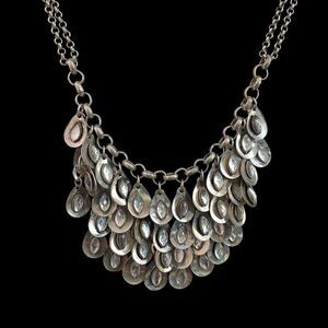 Premier Designs Necklace Crystal Falls 16" Antiqued Matte Silver Statement